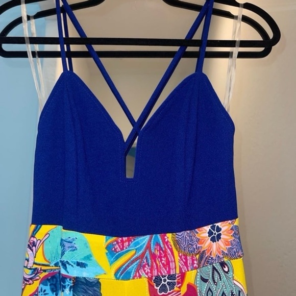 Boutique Yellow and Blue Jumpsuit - Picture 3 of 7